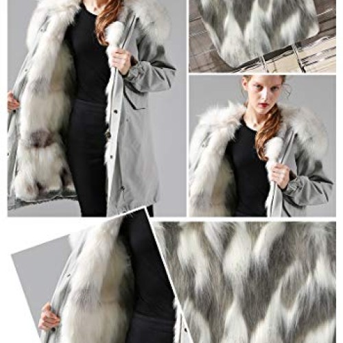 LOOGOOL Faux Fur Fabric Material Grey and White Winter Soft Shaggy...