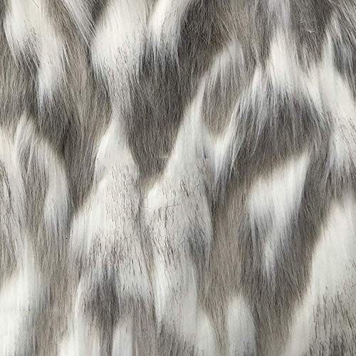 LOOGOOL Faux Fur Fabric Material Grey and White Winter Soft Shaggy...