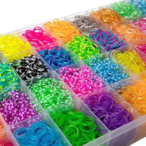 12,600+ Loom Bands Jewelry Making & Key Chain Kit - Includes 36 Ra...