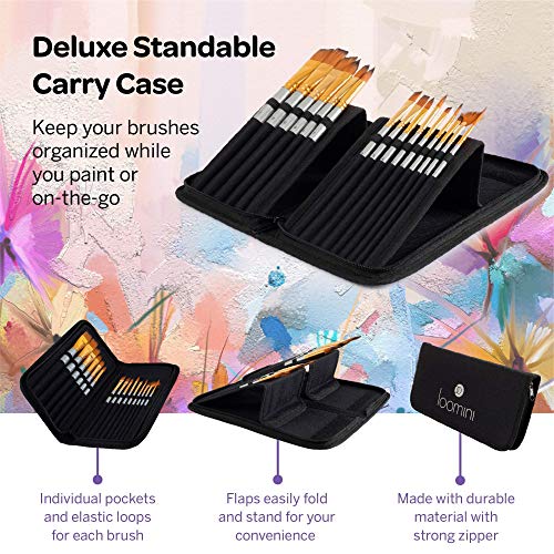 Loomini Acrylic Paint Brush Set with 24 Acrylic Paint Set 12ml Hea...