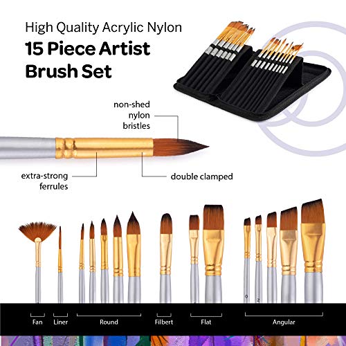 Painting Kit 24 Acrylic Paint Set 12 ml/0.41 oz. with 15 Paint B...