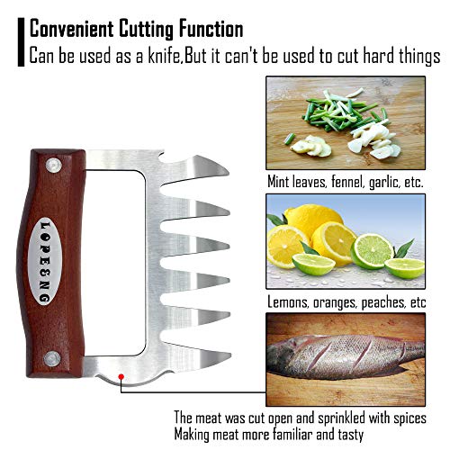 LOPE & NG Meat Handler Shredder Claws Set of 2 - Wood Stainless St...