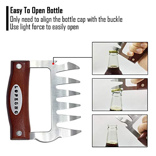 LOPE & NG Meat Handler Shredder Claws Set of 2 - Wood Stainless St...