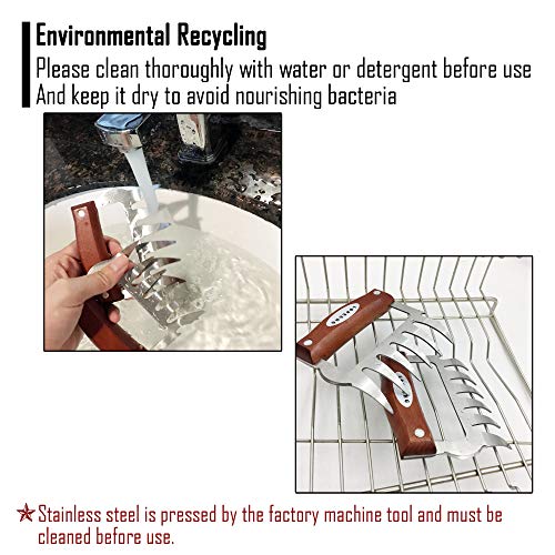 LOPE & NG Meat Handler Shredder Claws Set of 2 - Wood Stainless St...