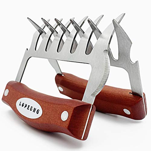 LOPE & NG Meat Handler Shredder Claws Set of 2 - Wood Stainless St...
