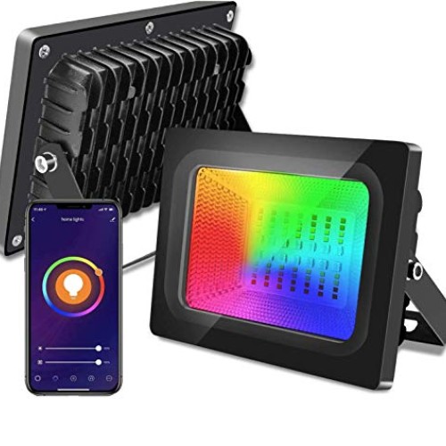 2Pack 20W RGB LED Flood Light,IP66 Waterproof WiFi Outdoor Dimmabl...