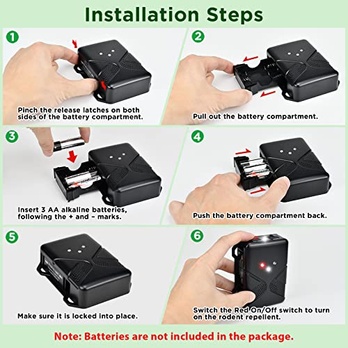 Loraffe Rodent Repellent Ultrasonic Under Hood Animal Repeller Bat...