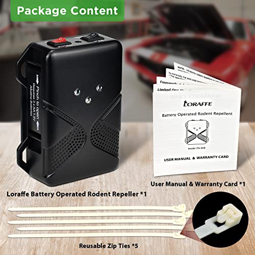 Loraffe Rodent Repellent Ultrasonic Under Hood Animal Repeller Bat...