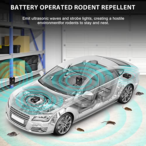 Loraffe Under Hood Rodent Repeller Battery Operated Ultrasonic Car...