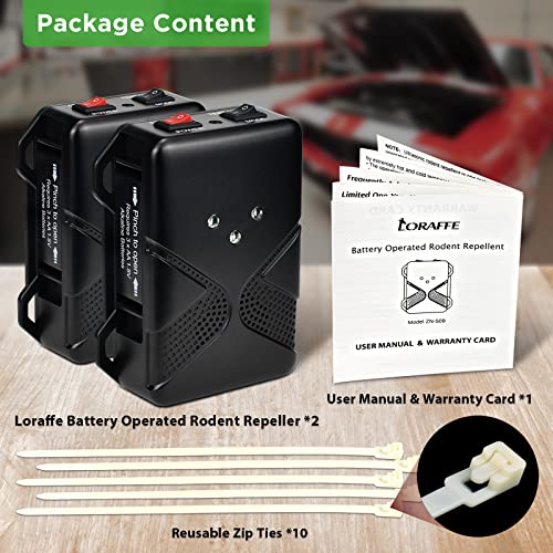 Loraffe Under Hood Rodent Repeller Battery Operated Ultrasonic Car...