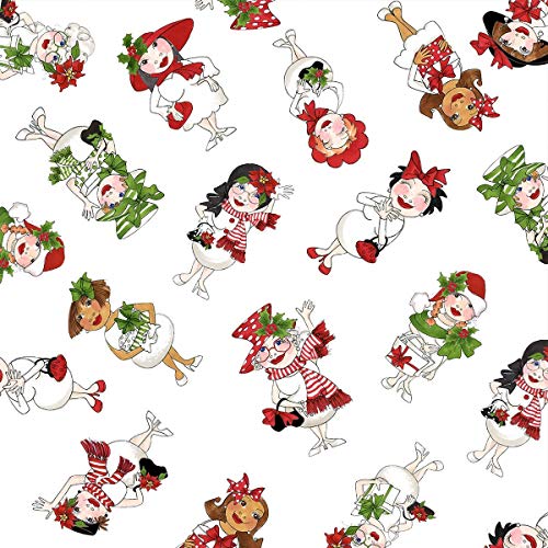 Loralie Designs Snowball Ladies Tossed White Fabric by The Yard | ...