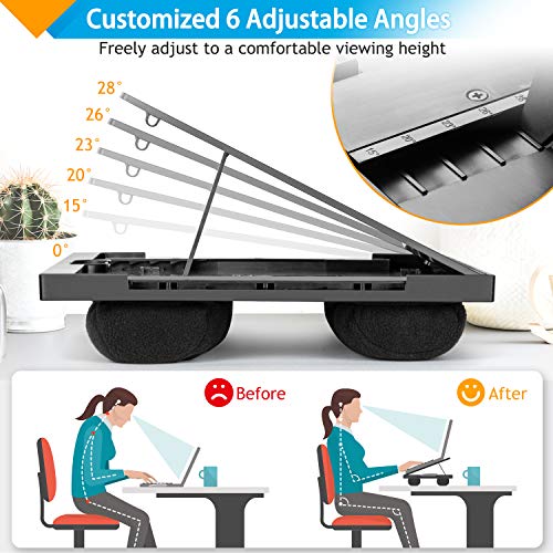 LORYERGO Lap Desk - 6 Adjustable Angles Laptop Stand with Detachab...