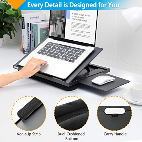 LORYERGO Lap Desk - 6 Adjustable Angles Laptop Stand with Detachab...