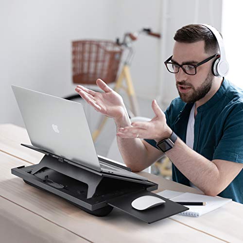 LORYERGO Lap Desk - 6 Adjustable Angles Laptop Stand with Detachab...