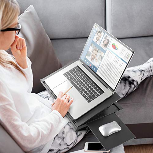 LORYERGO Lap Desk - 6 Adjustable Angles Laptop Stand with Detachab...