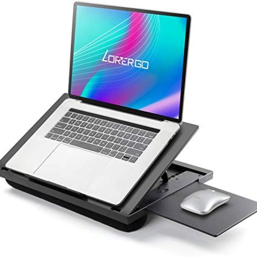 LORYERGO Lap Desk - 6 Adjustable Angles Laptop Stand with Detachab...