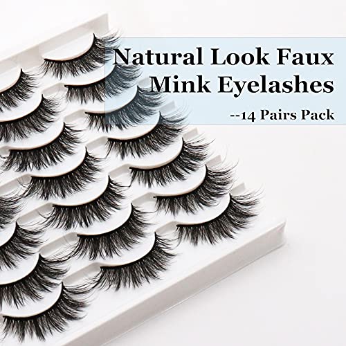 Losha Eyelashes Natural Look Faux Mink Lashes Pack Handmade Fluffy...