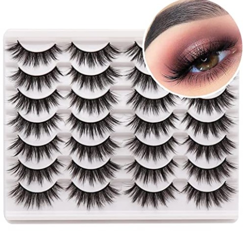 Losha Eyelashes Natural Look Faux Mink Lashes Pack Handmade Fluffy...