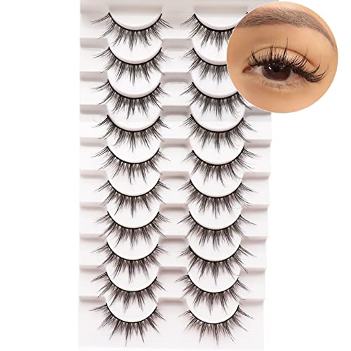 Losha Manga Lashes Fluffy Faux Mink Lashes Natural Look 10 Pairs A...