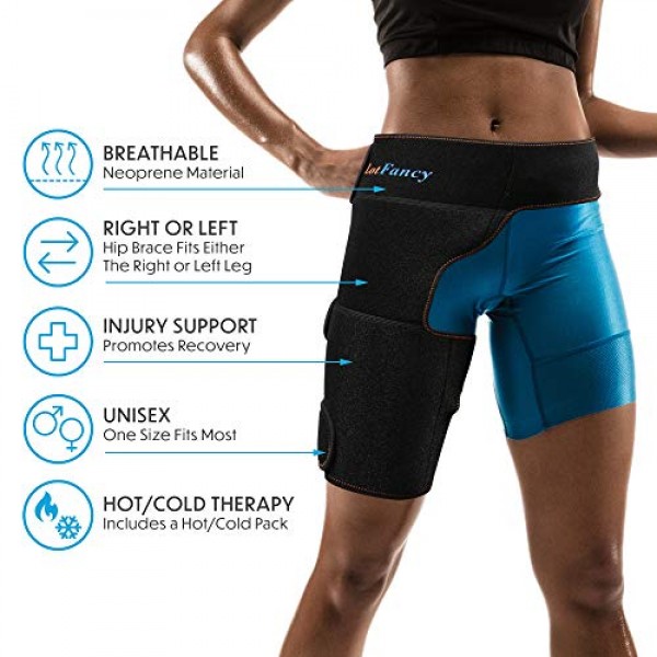 LotFancy Hip Brace with Hot Cold Pack, Gel Ice Pack Groin Wrap Sup...