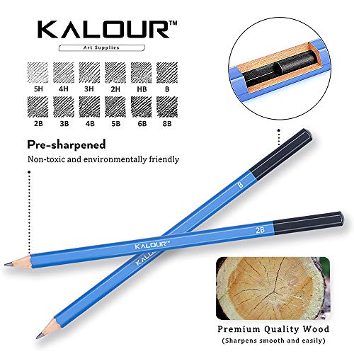 KALOUR 33 Piece Professional Drawing Sketching Pencils set,Perfect...