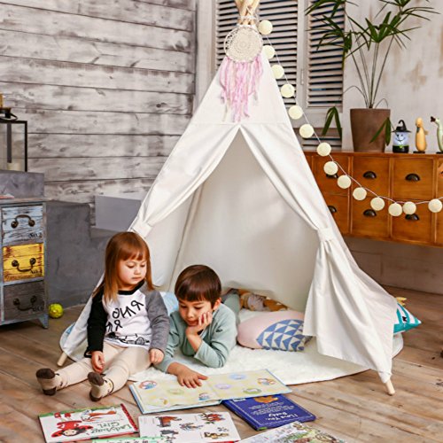 LoveTree Portable Kids Cotton Canvas Teepee Indina Play Tent Playh...