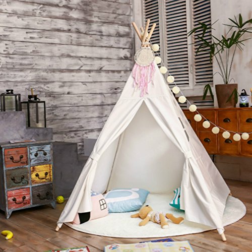 LoveTree Portable Kids Cotton Canvas Teepee Indina Play Tent Playh...