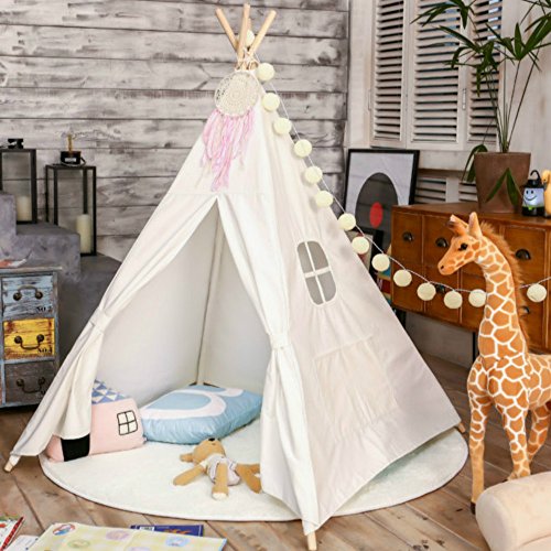 LoveTree Portable Kids Cotton Canvas Teepee Indina Play Tent Playh...