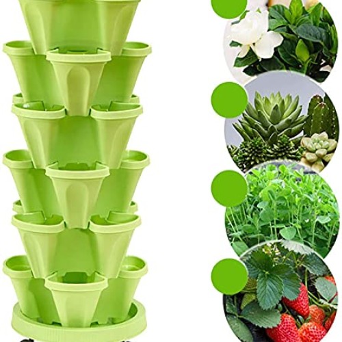 2021 Upgrade Stackable Vertical Planter Set, Vegetable Melon Fruit...