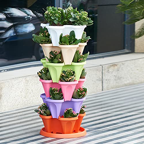 2021 Upgrade Stackable Vertical Planter Set, Vegetable Melon Fruit...
