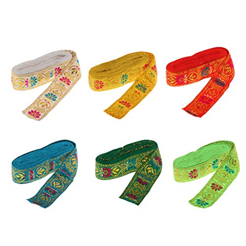 LoveinDIY 6 Rolls Jacquard Fabric Embroidery Ribbon Trim Tape for ...