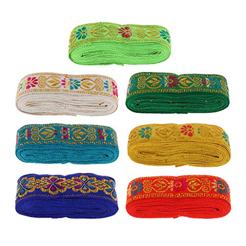 LoveinDIY 6 Rolls Jacquard Fabric Embroidery Ribbon Trim Tape for ...