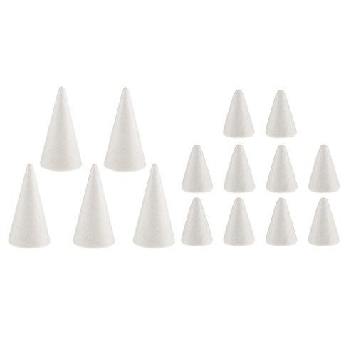 LoveinDIY Craft Foam Cones- 15-Pack Cone Polystyrene Foam Foam Blo...