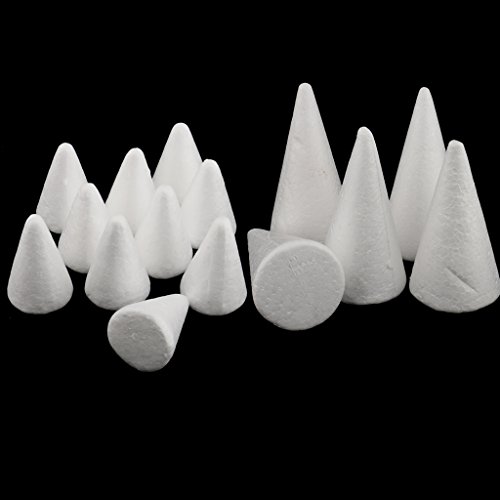 LoveinDIY Craft Foam Cones- 15-Pack Cone Polystyrene Foam Foam Blo...