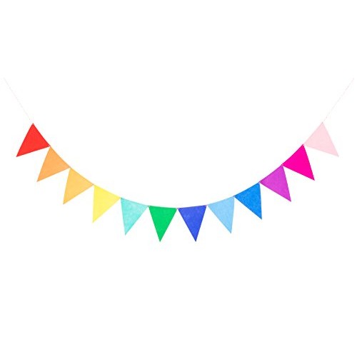 Pre-Assembled Rainbow Felt Fabric Banner Multicolor Bunting