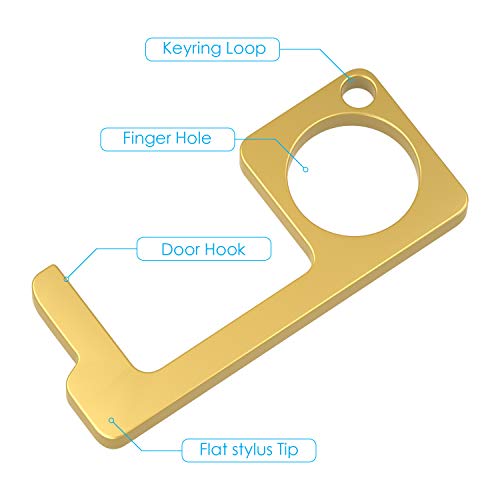 Clean Key Door Opener Tool,No Touch Brass Keychain Stylus and Cont...