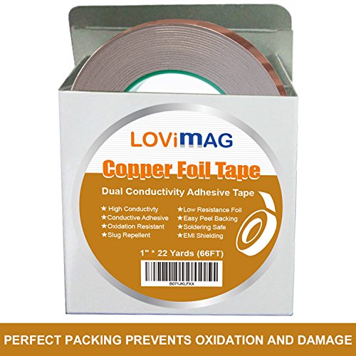 Copper Foil Tape 1inch X 66 FT with Conductive Adhesive for Guit...
