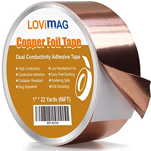 Copper Foil Tape 1inch X 66 FT with Conductive Adhesive for Guit...
