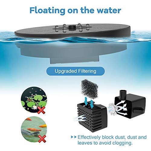 Lovne Solar Fountain Pump with LED Lights, 3W Solar Bird Bath Foun...