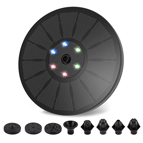 Lovne Solar Fountain Pump with LED Lights, 3W Solar Bird Bath Foun...