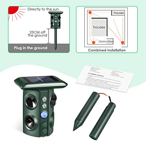 Ultrasonic Animal Repeller, Solar Powered Outdoor Animal Repeller,...