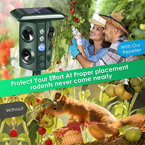Ultrasonic Animal Repeller, Solar Powered Outdoor Animal Repeller,...