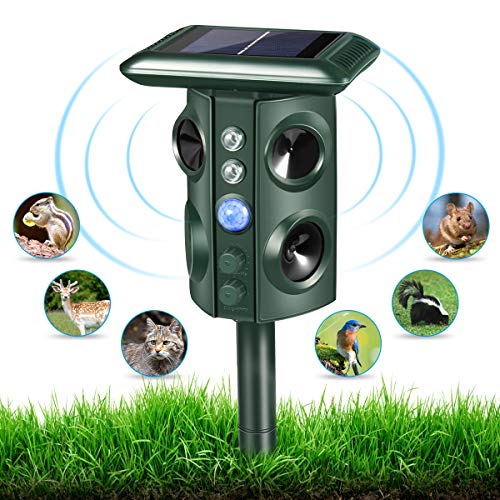 Ultrasonic Animal Repeller, Solar Powered Outdoor Animal Repeller,...
