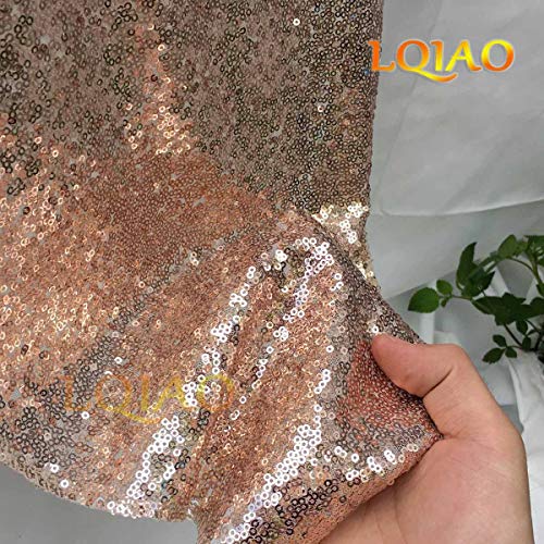 LQIAO Shimmer Champagne Gold Sequin Fabric by The Yard Two Way Str...