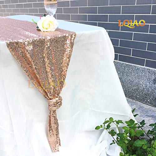 LQIAO Shimmer Champagne Gold Sequin Fabric by The Yard Two Way Str...