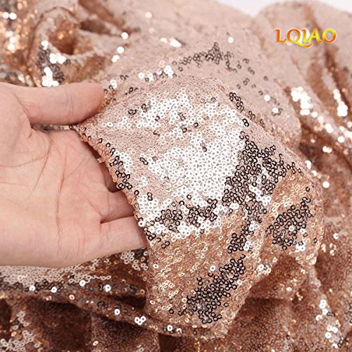 LQIAO Shimmer Champagne Gold Sequin Fabric by The Yard Two Way Str...