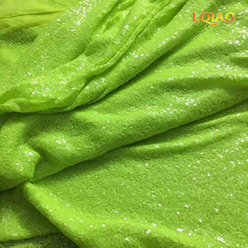 Neon Green Sewing Sequin Fabric Sequin Lace Fabric Sold By the Yar...