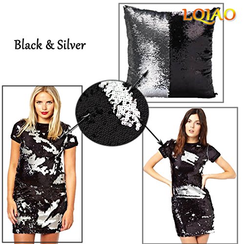 Reversible Sequin Fabric Black & Silver Two Tone Flip Up Mesh Lace...