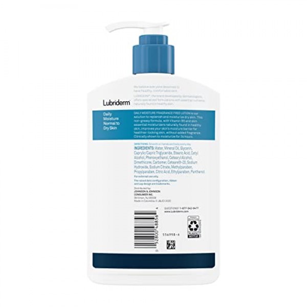 Lubriderm Daily Moisture Hydrating Unscented Body Lotion with Pro-...