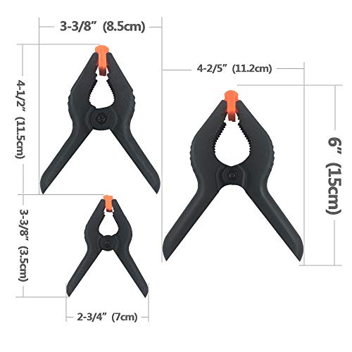Plastic Spring Clamps 18PCS 3-Size Nylon Photography Backdrop Clip...